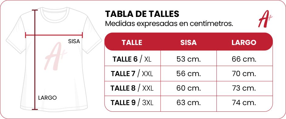 Tabla de talles remeras talle 6